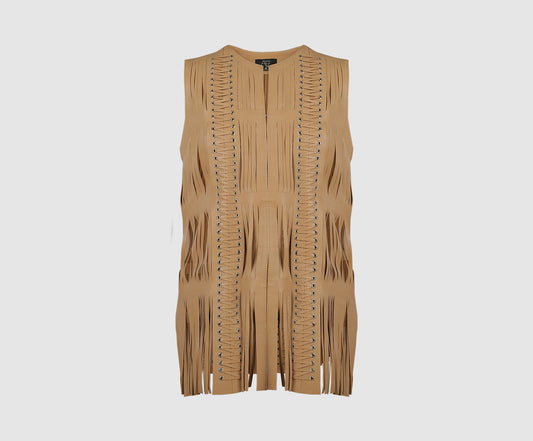 Caniayla Leather Vest Nude Beige