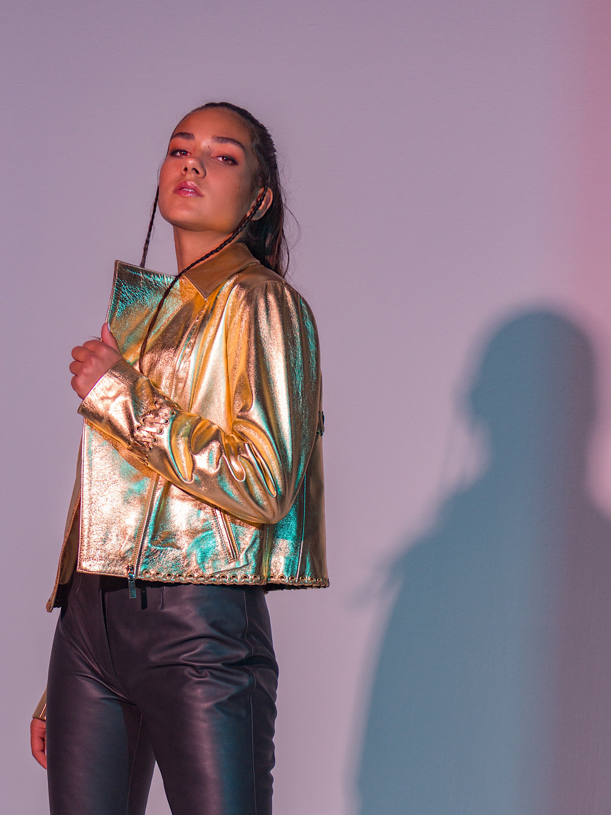 Canis Leather Jacket Gold