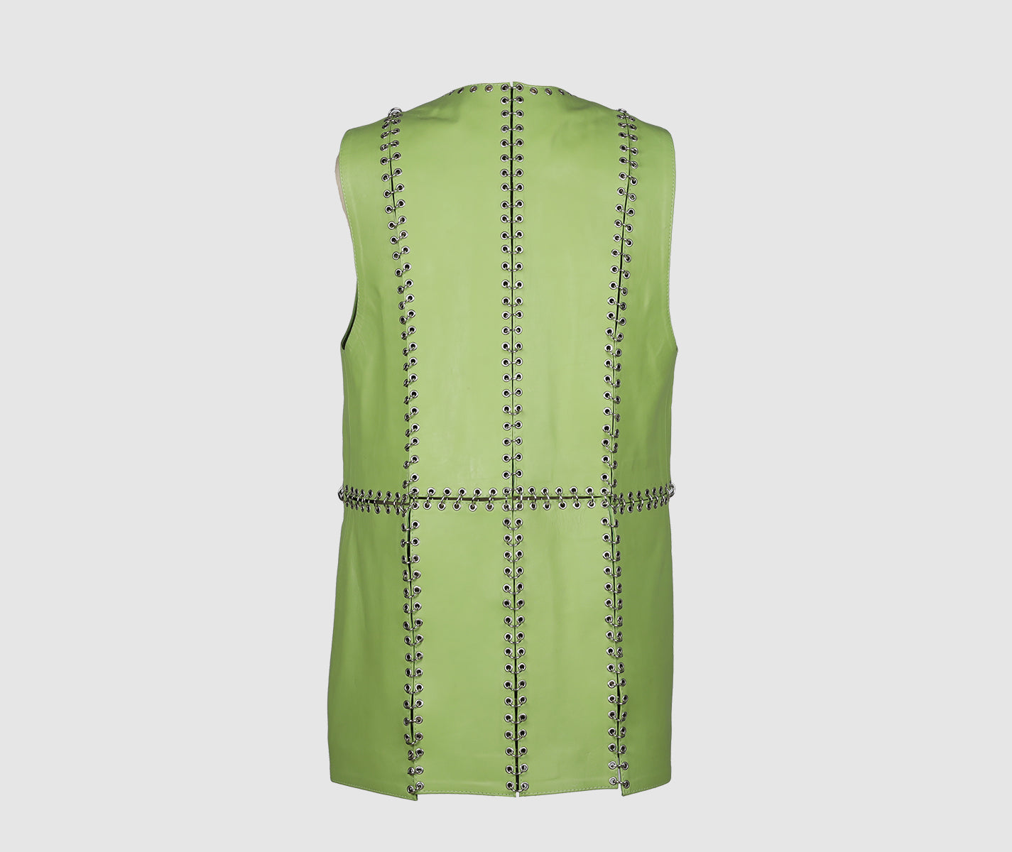 Chrome Leather Vest Lime Green