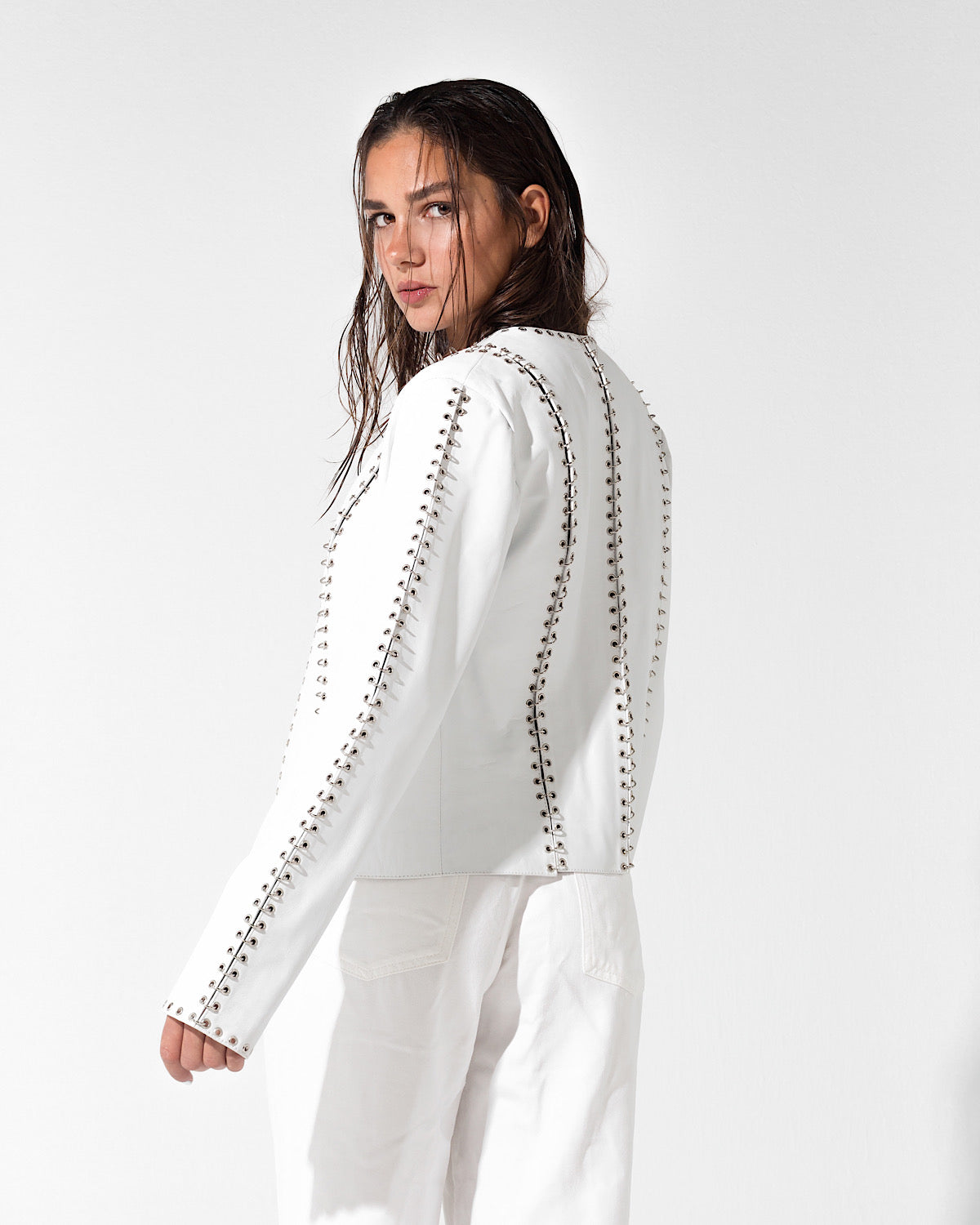 Chrome Leather Jacket White