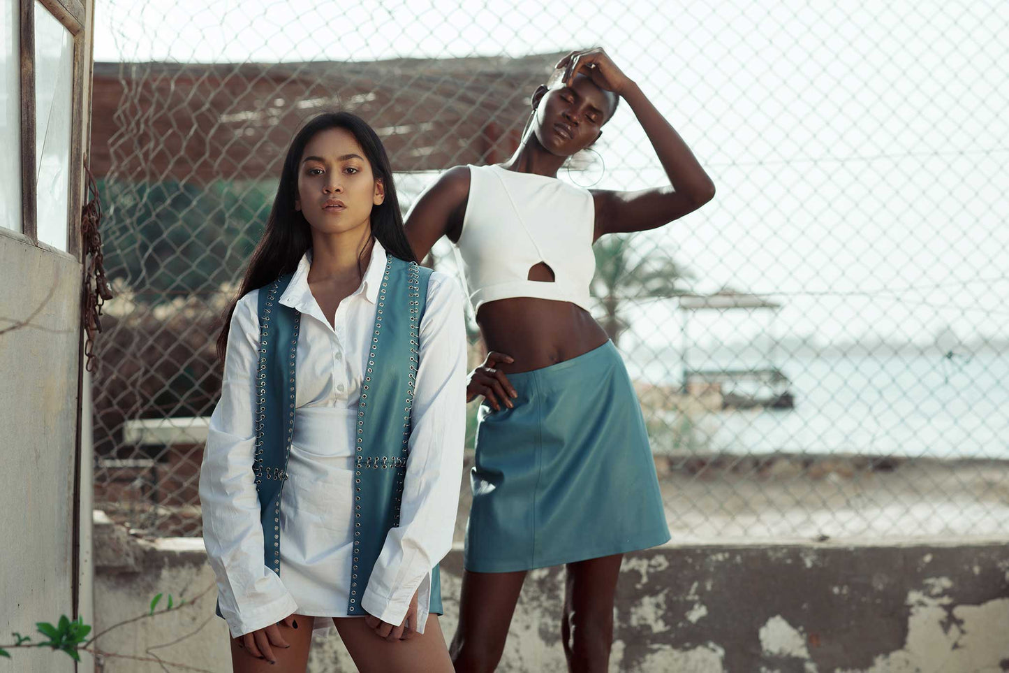 Chrome Leather Vest Cerulean Blue