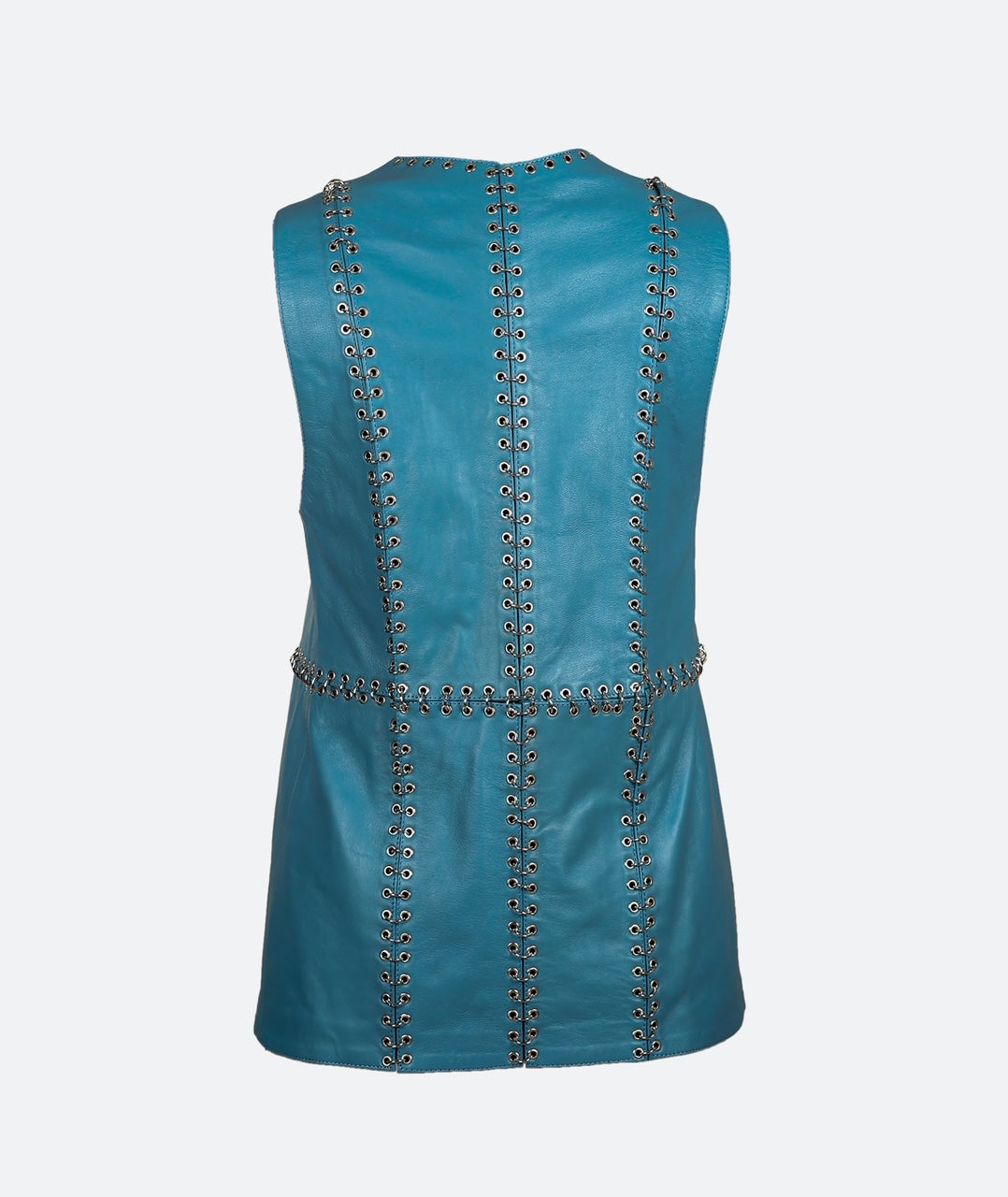 Chrome Leather Vest Cerulean Blue