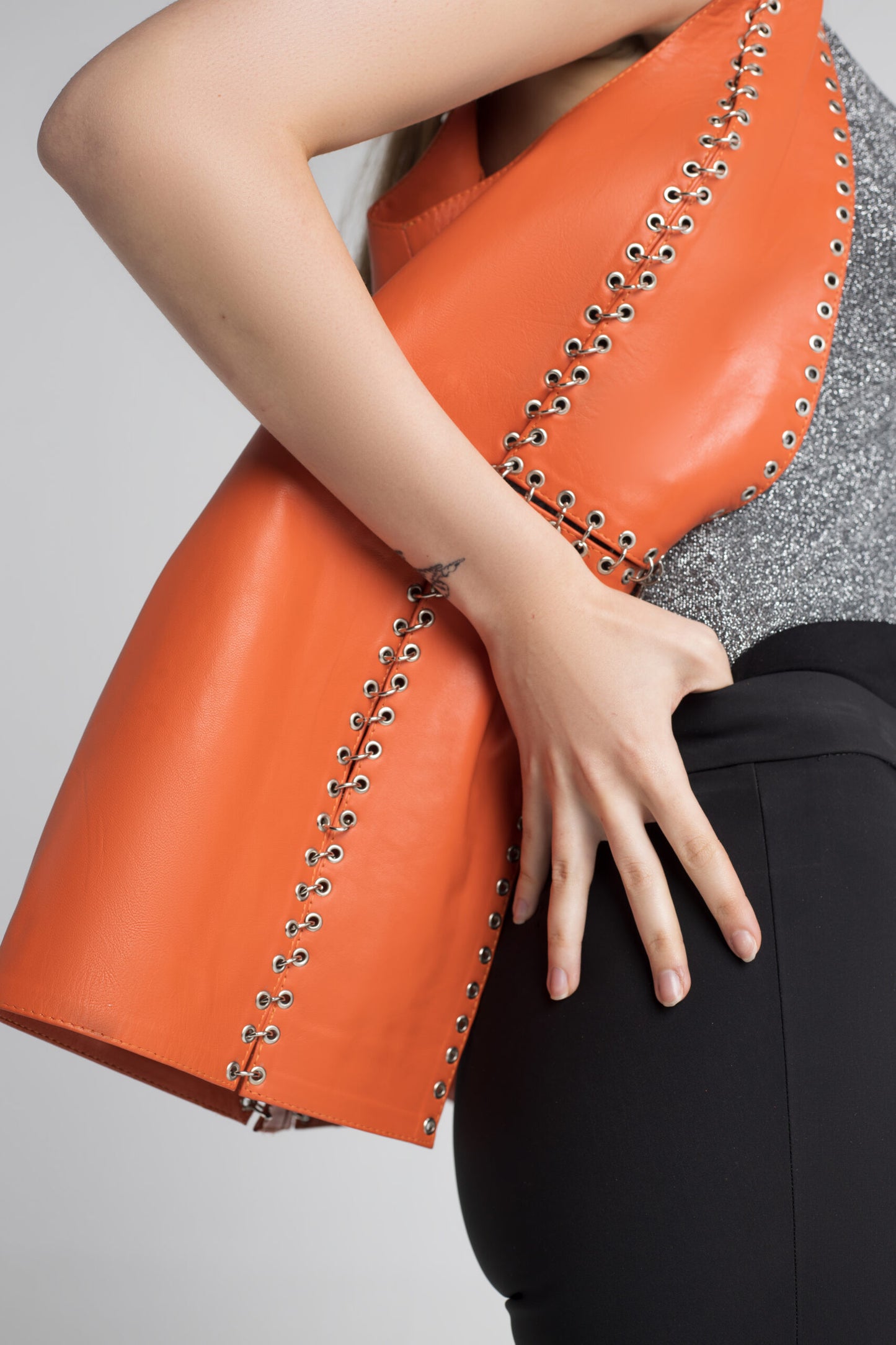 Chrome Leather Vest Orange