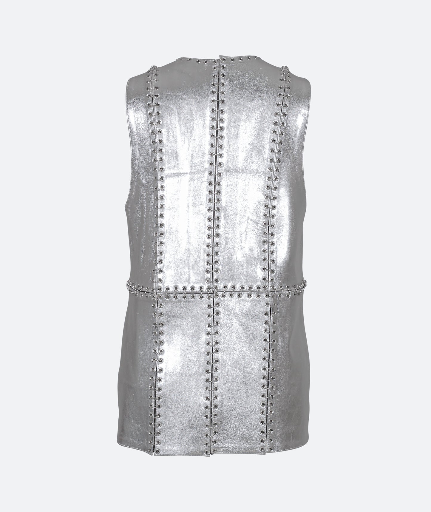 Chrome Leather Vest Silver