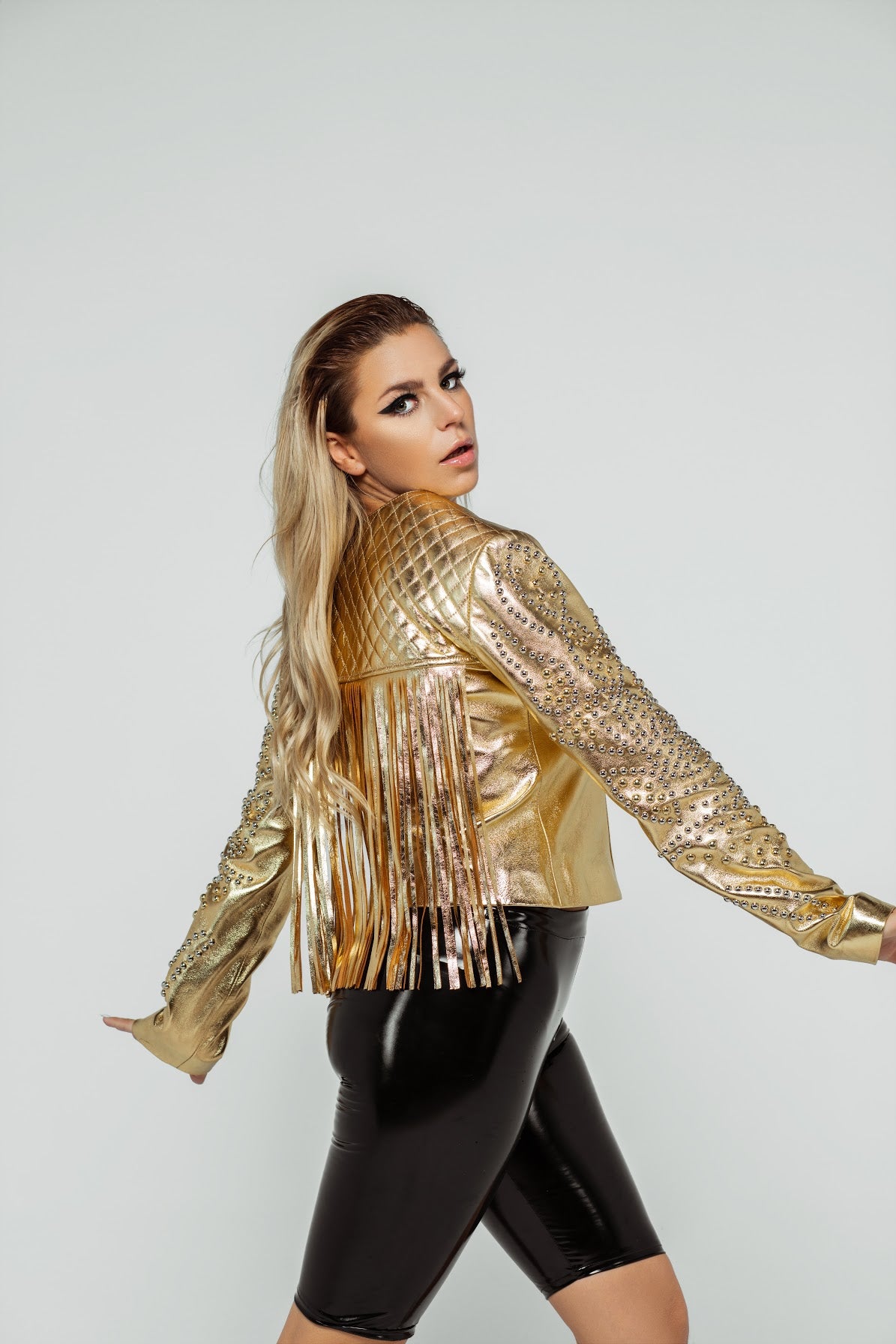 Clair De Lune Leather Jacket Gold