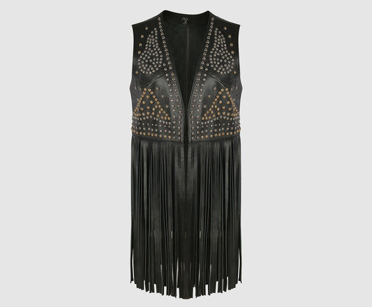 Clair De Lune Leather Vest Black