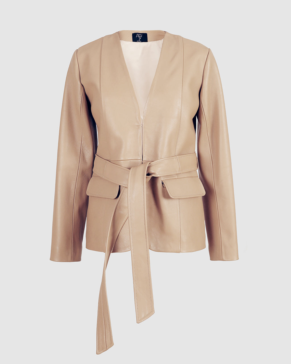 Cordelia Leather Blazer Nude Beige