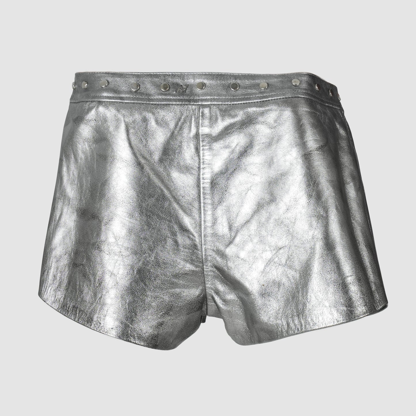 Sterling Leather Shorts Washed Silver