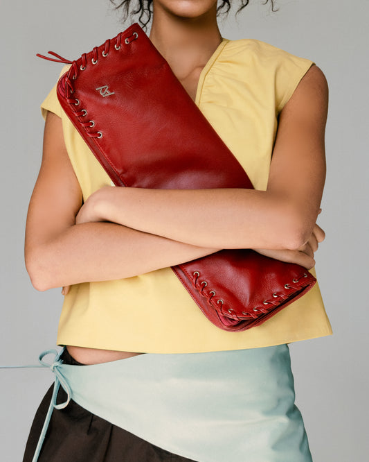 Annabelle Clutch Leather Bag Red