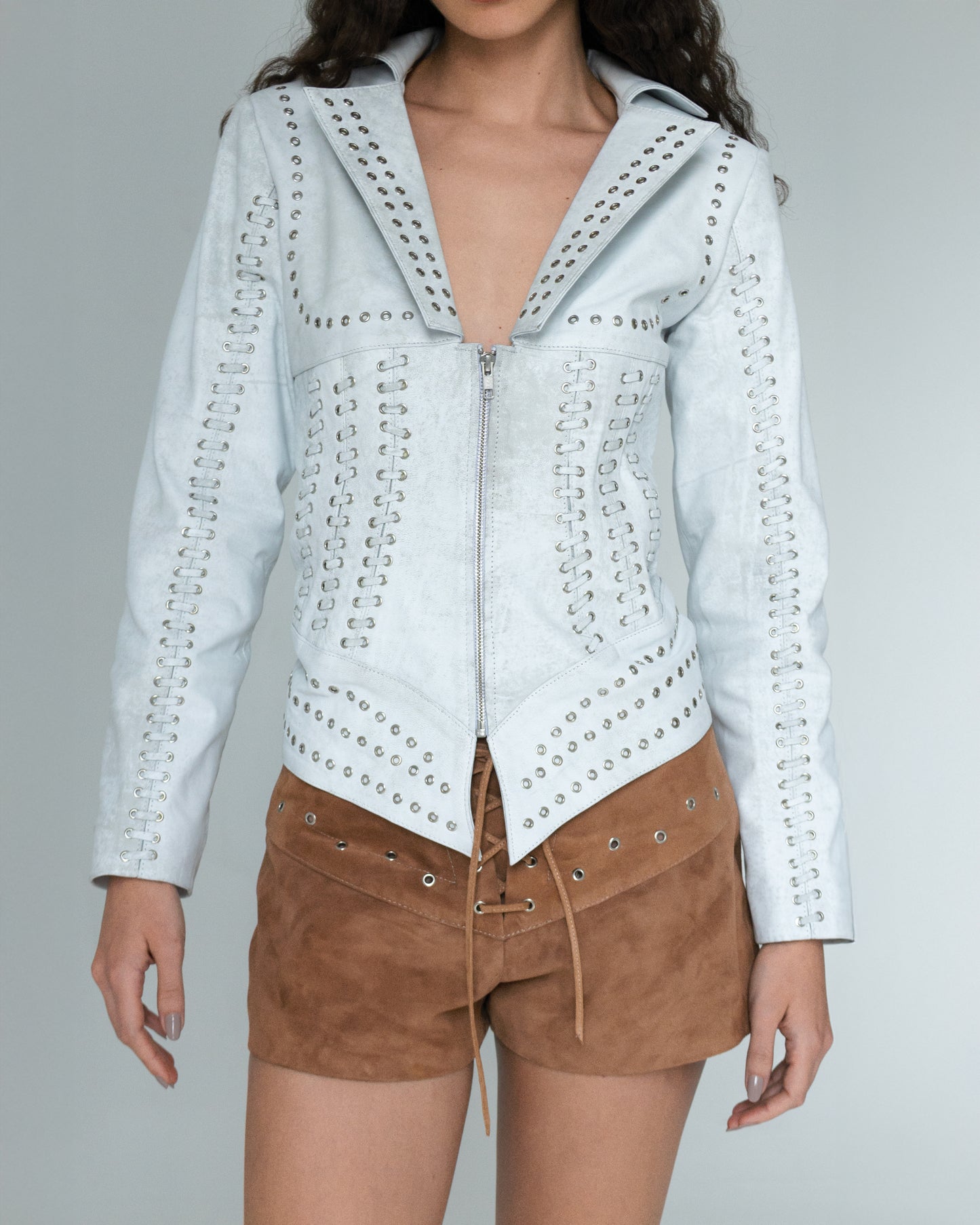 Kayla Leather Jacket Washed White