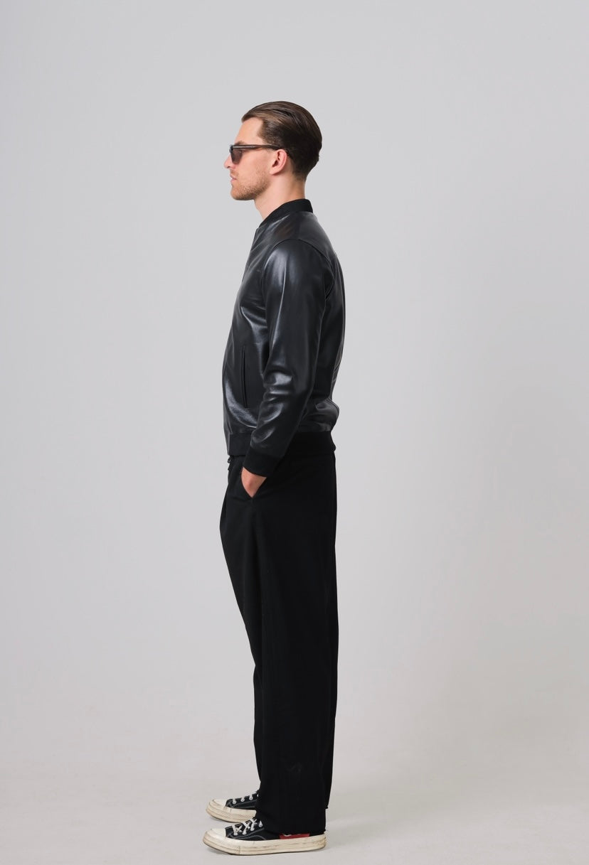 Bailey Bomber Leather Jacket Black