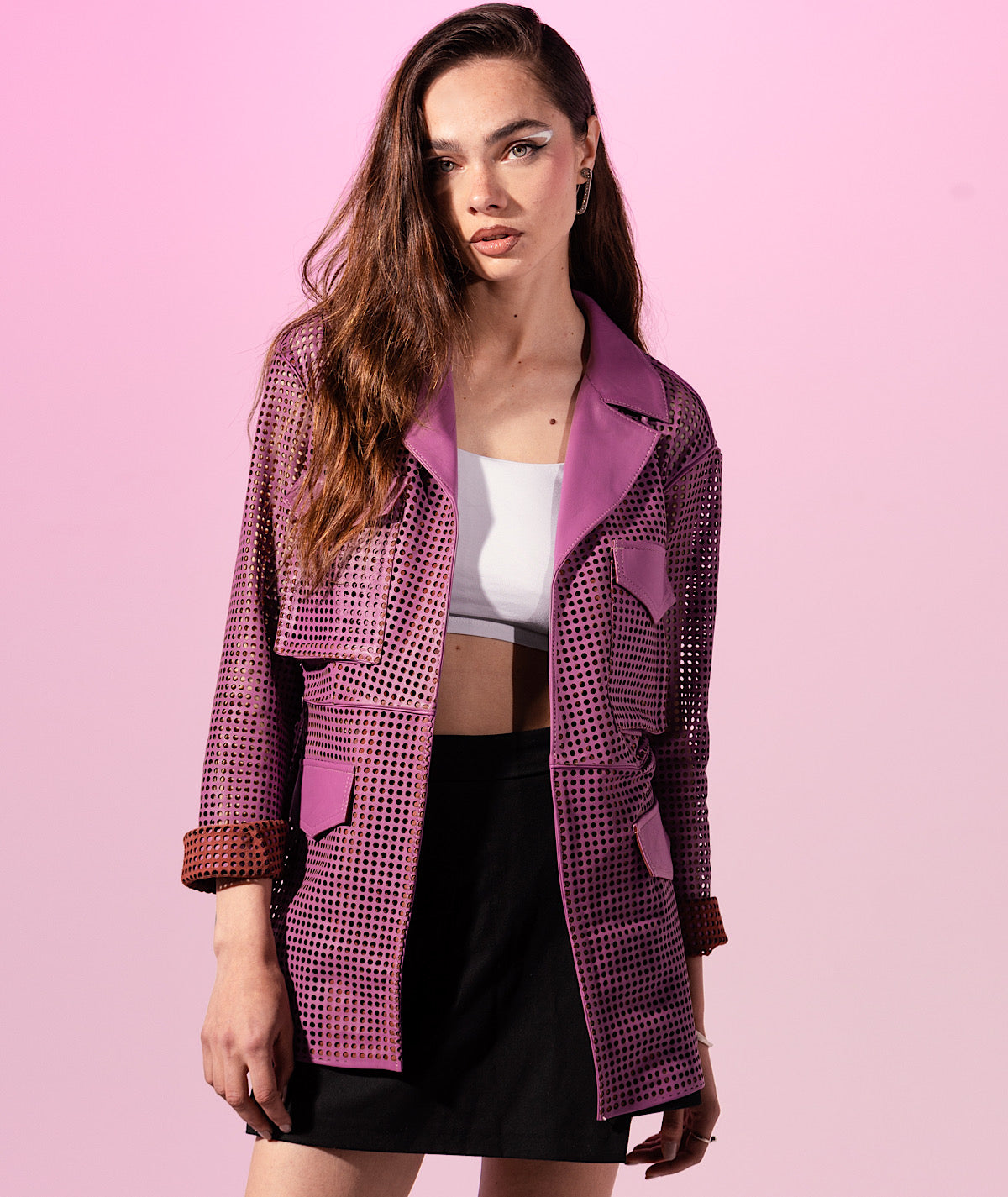 Ebony Leather Jacket Purple