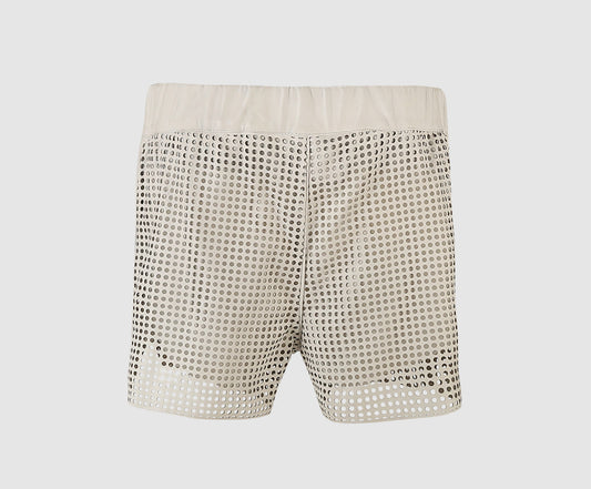 Ebony Leather Shorts White