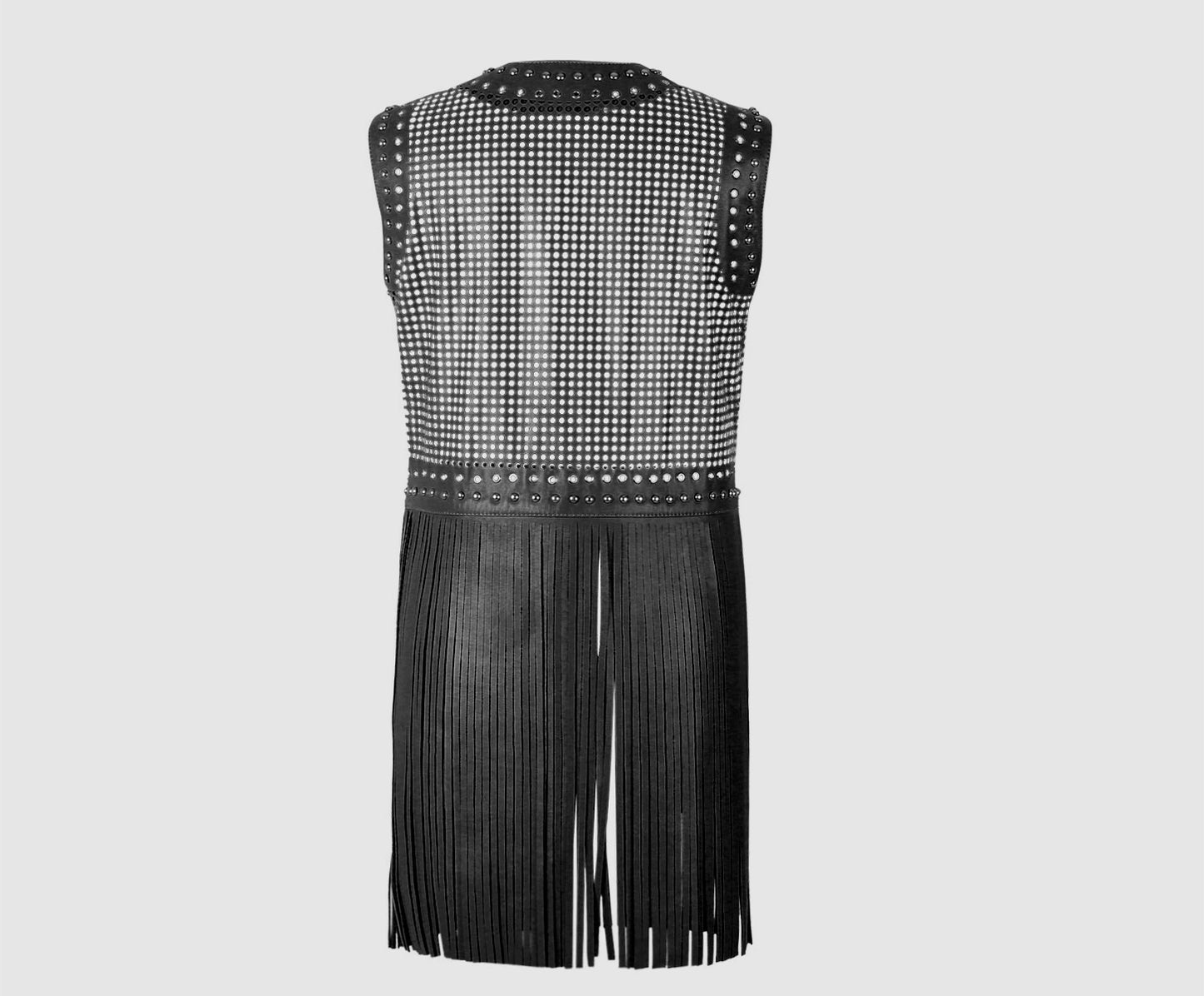 Ebony Studded Leather Vest Black