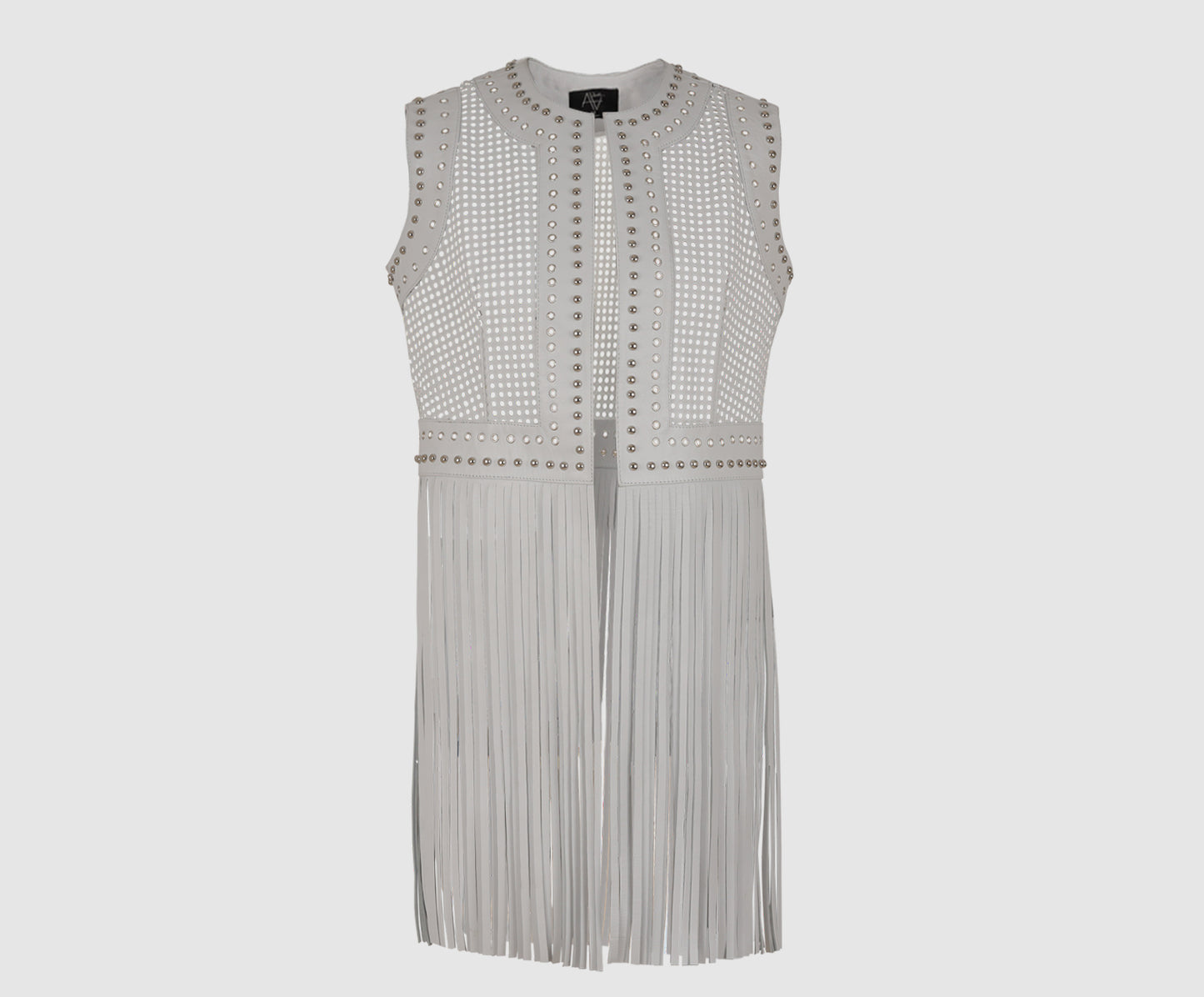 Ebony Studded Leather Vest White