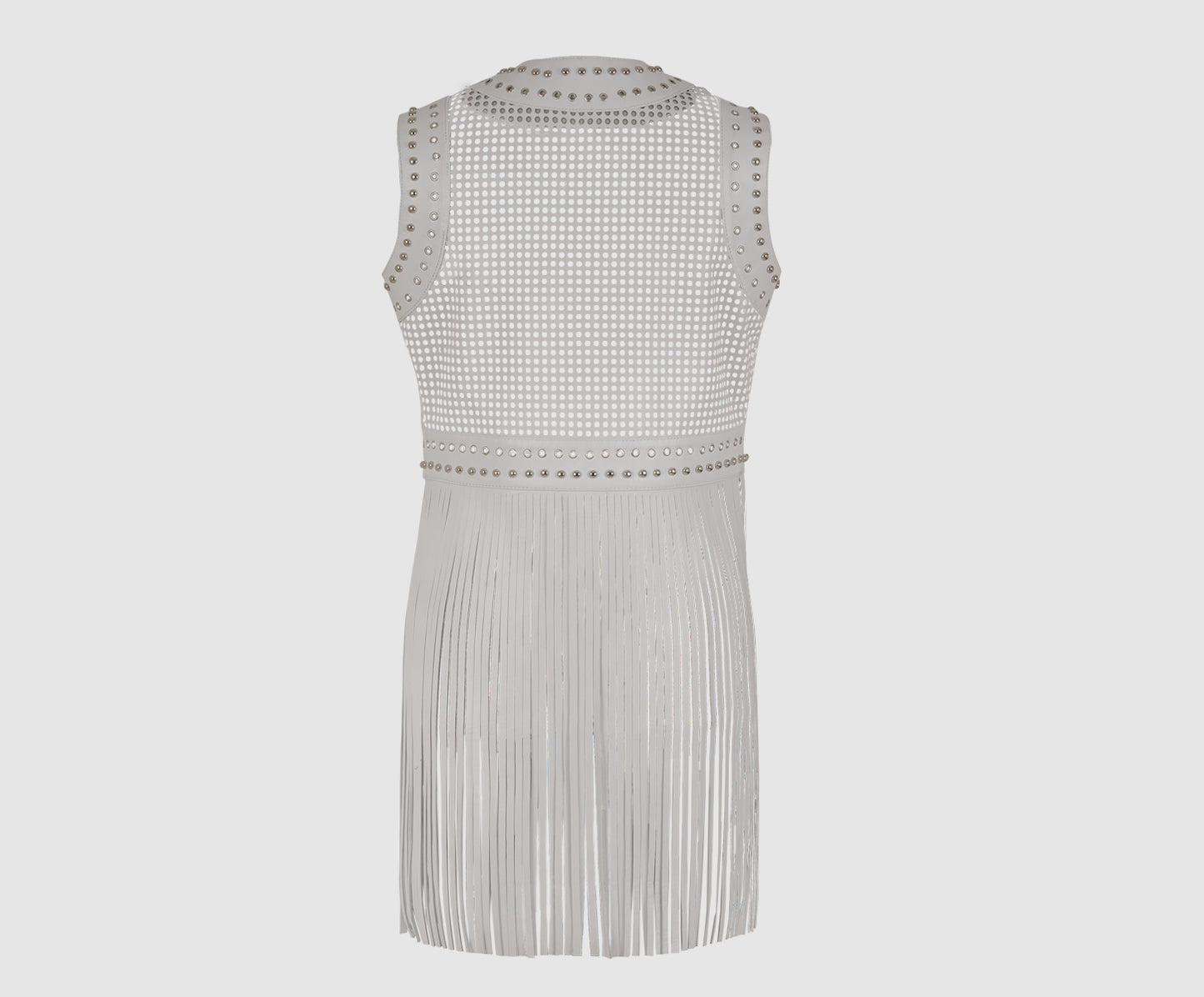 Ebony Studded Leather Vest White