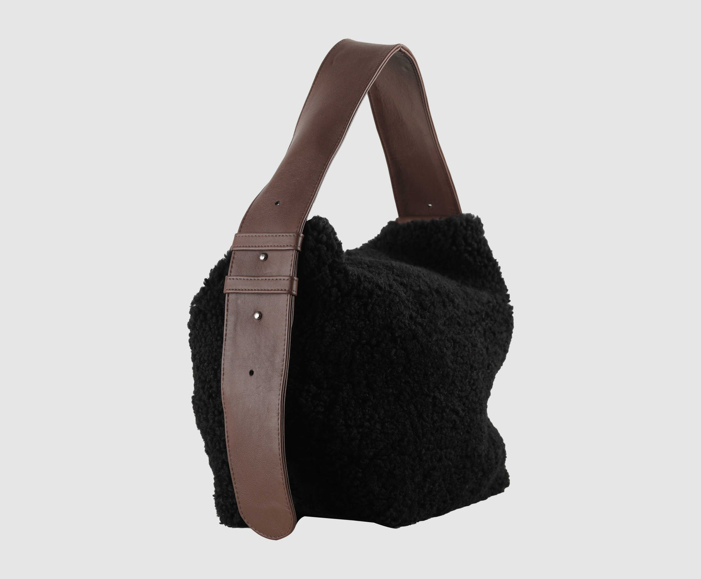 Eliana Shearling Bag Black x Brown
