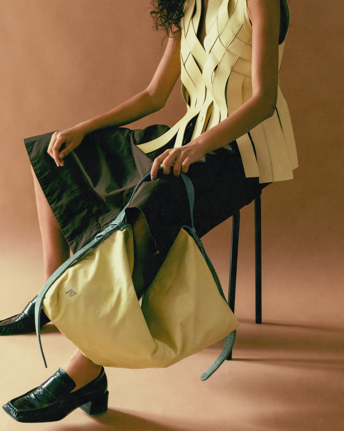 Brianna Leather Vest Butter Yellow