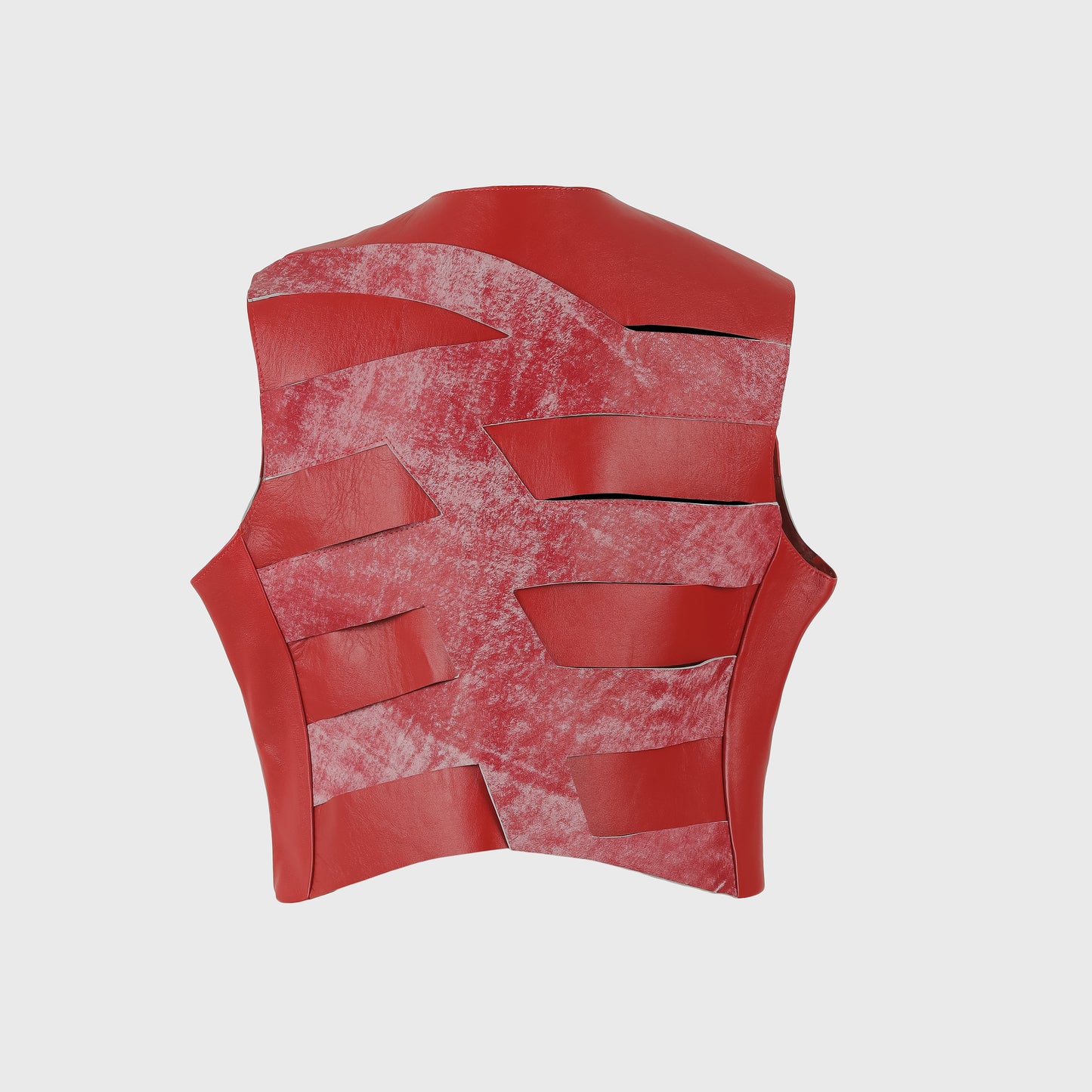 Aiden Leather Vest Washed Red