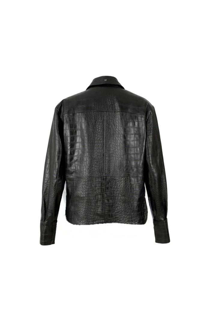 Liana Leather Shirt Black Croc