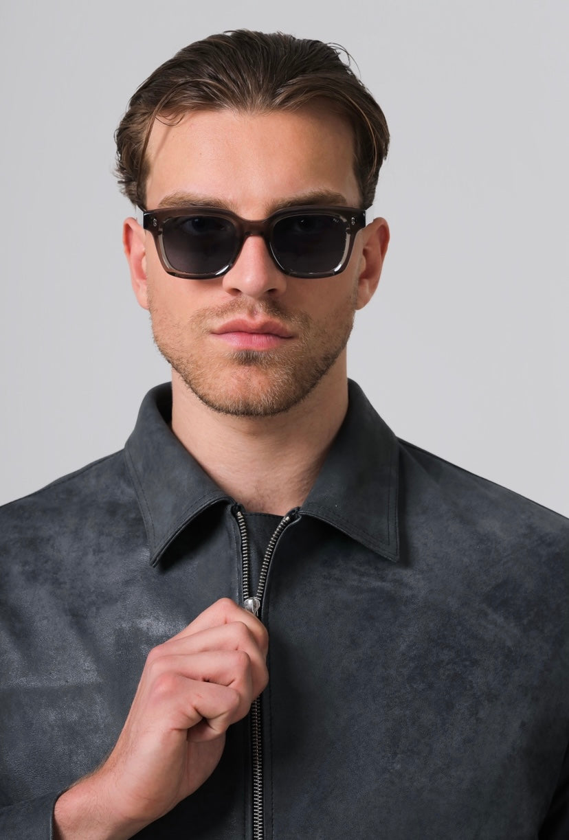 Logan Leather Jacket Washed grey