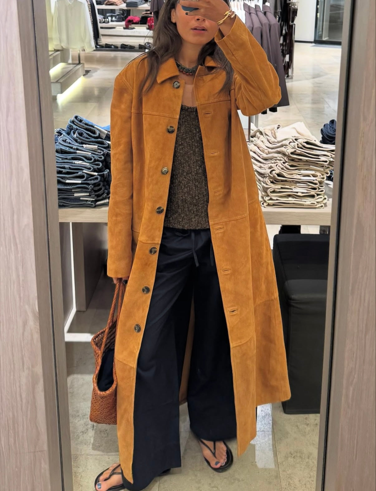 Gemma Suede Coat  Beige