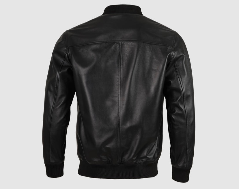 Bailey Bomber Leather Jacket Black