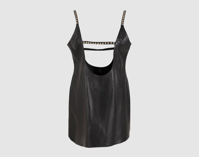 Charlotte Leather Dress Black
