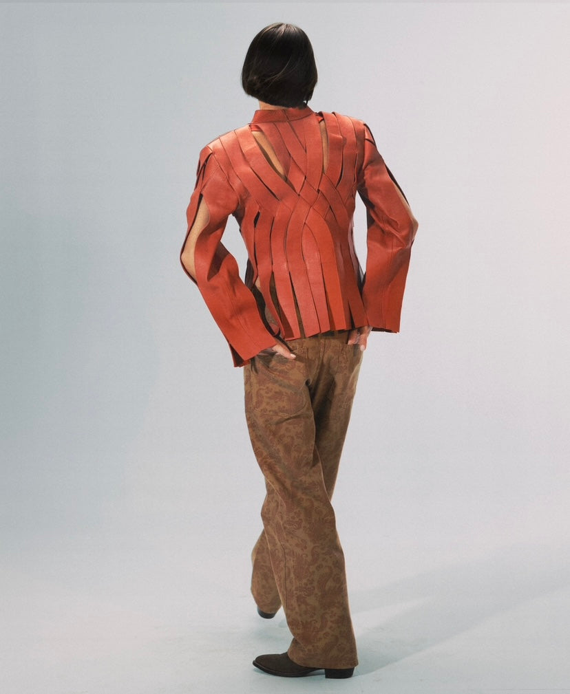 Brianna Leather Jacket Orange