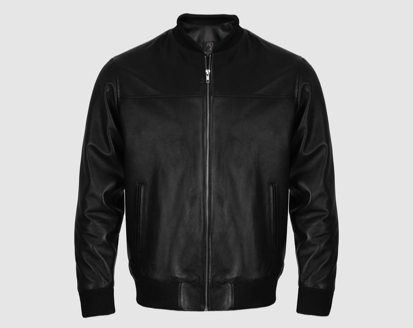Bailey Bomber Leather Jacket Black