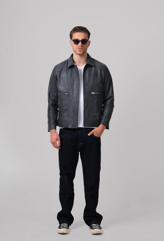 Logan Leather Jacket Washed grey