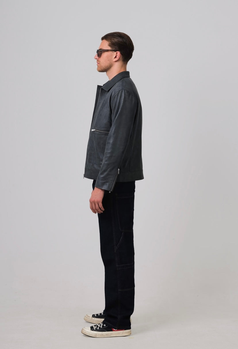 Logan Leather Jacket Washed grey