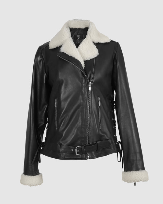 Gaia Shearling Leather Jacket Black