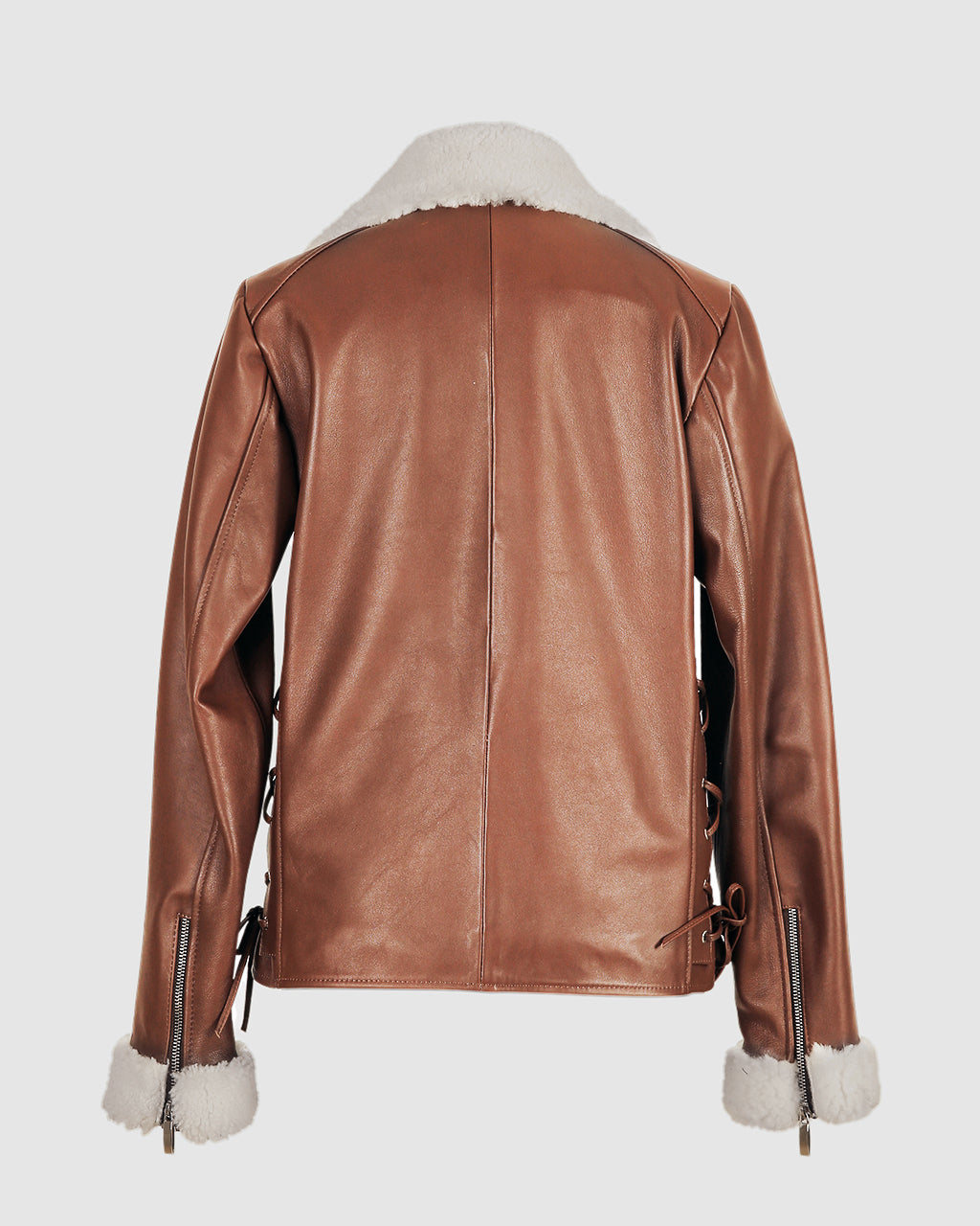 Gaia Shearling Leather Jacket Camel