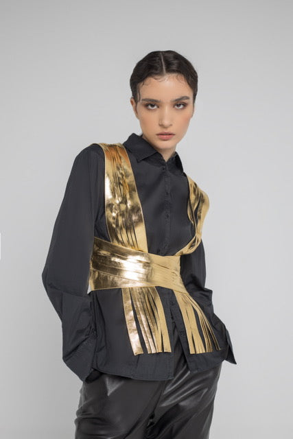 Ayla Leather Belt Gold
