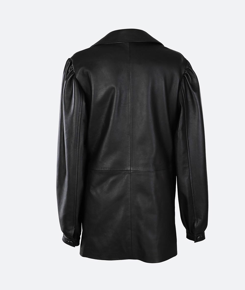 Halley Leather Blazer Black