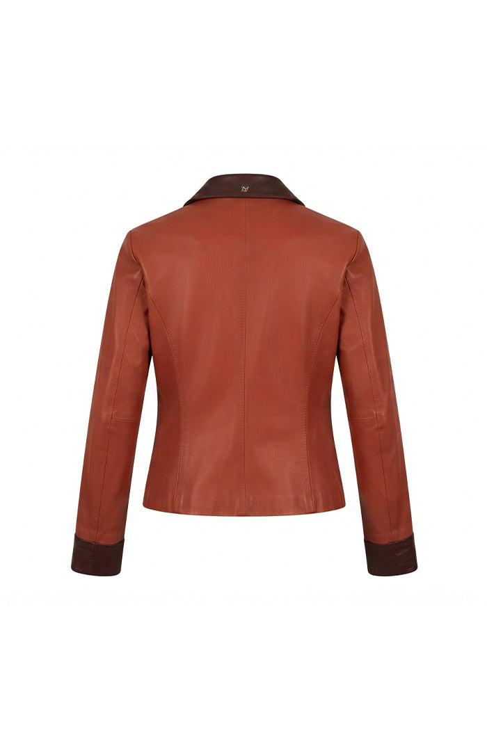 Harper II Leather Jacket Orange x Burgundy