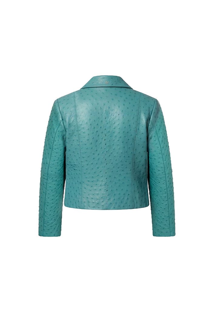 Harper II Leather Jacket Ostrich Aqua - Limited Edition