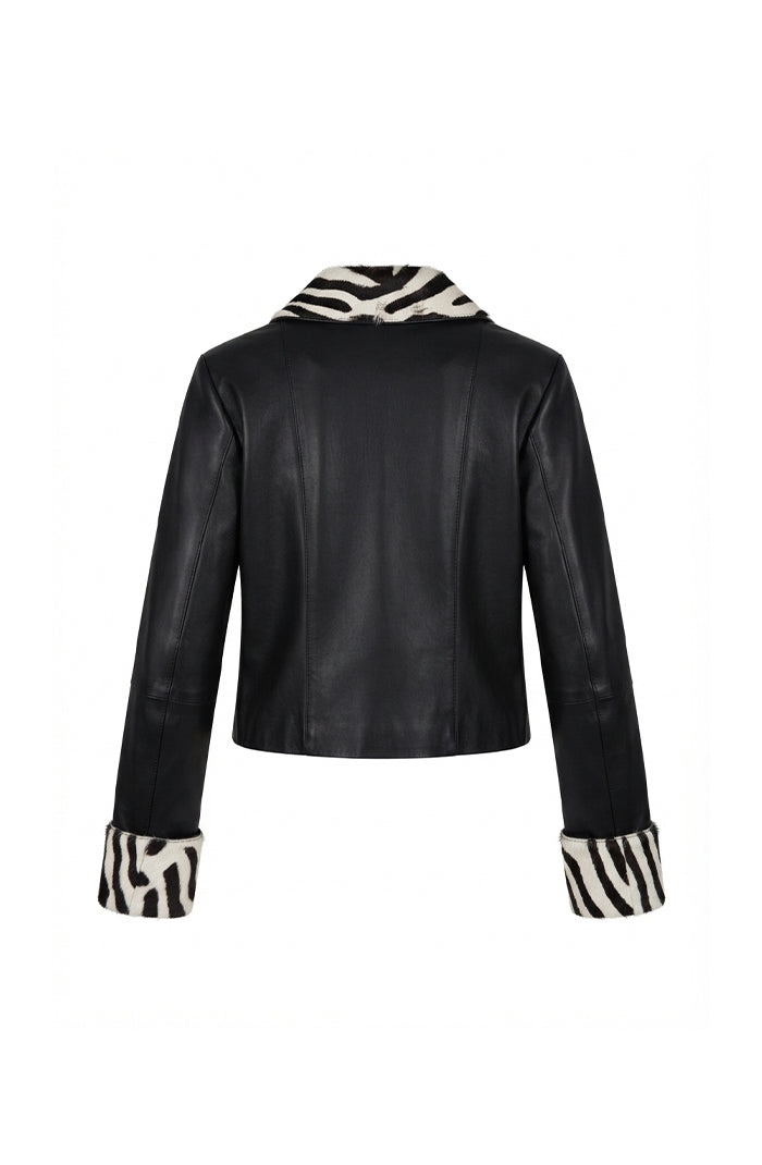 Harper II Leather Jacket Black x Zebra