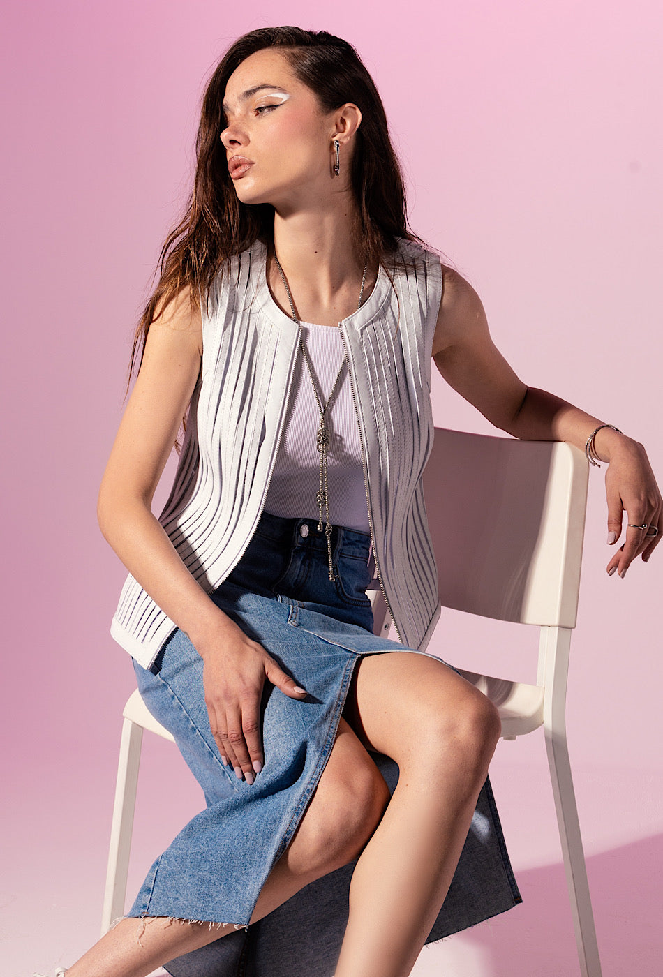 Hayden Leather Vest White