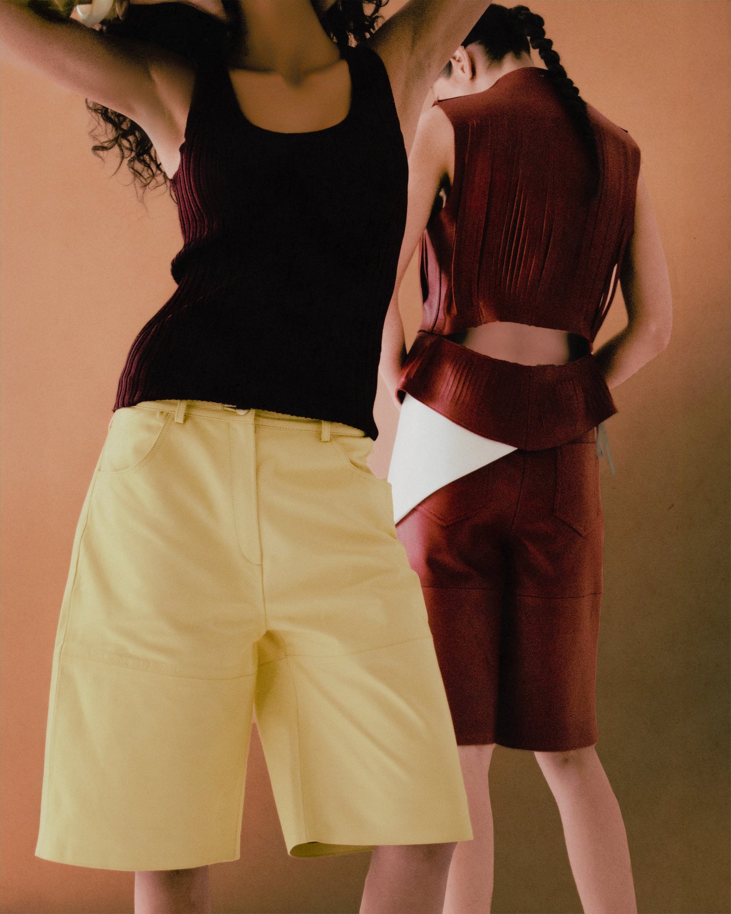 Callie Leather Bermuda Shorts Butter Yellow