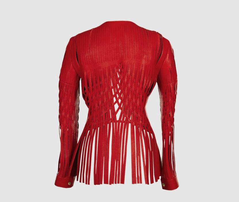 Attalea Leather Jacket Red