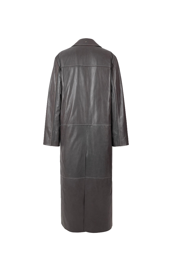 Gemma Leather Coat Pewter