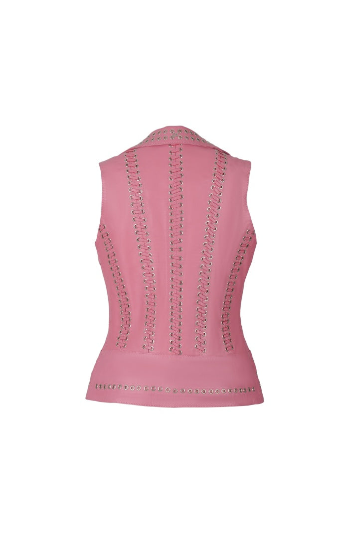 Kayla Leather Vest Blush Pink