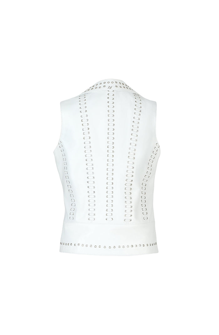 Kayla Leather Vest White