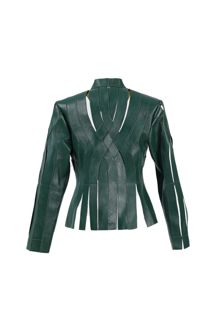 Brianna Leather Jacket Olive