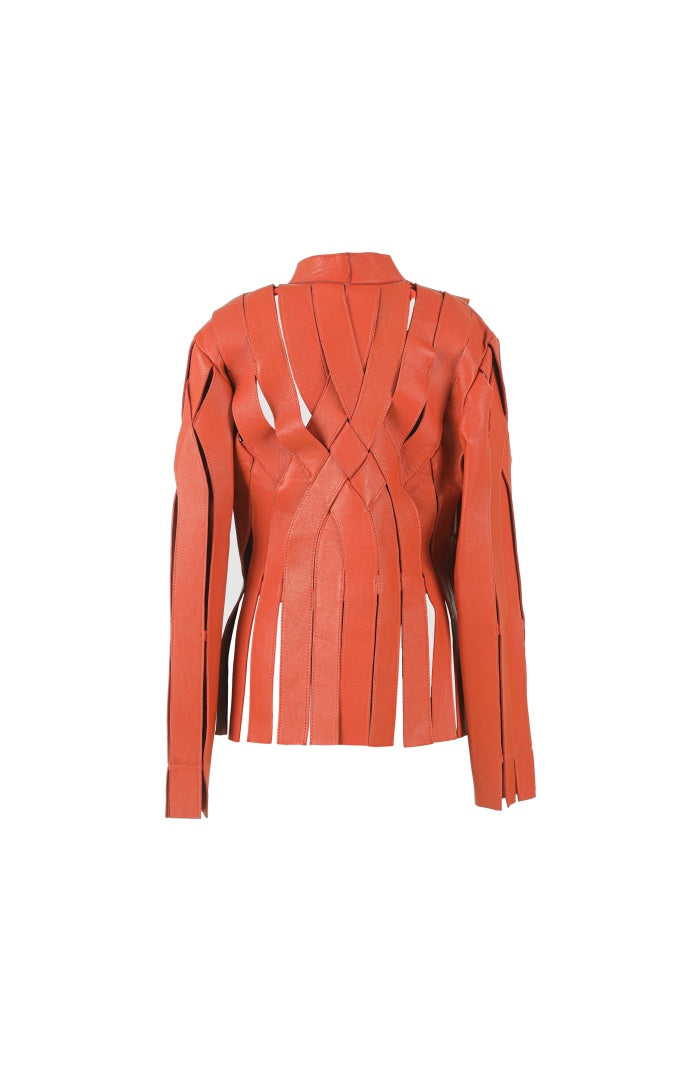 Brianna Leather Jacket Orange