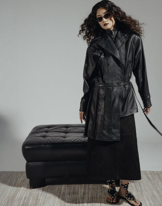 Gavin Leather Jacket Ostrich Black β Limited Edition