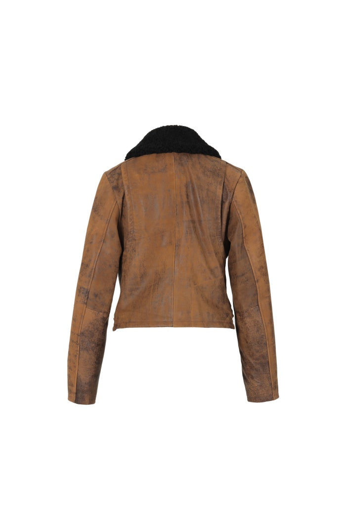 Emery Leather Jacket Washed Brown