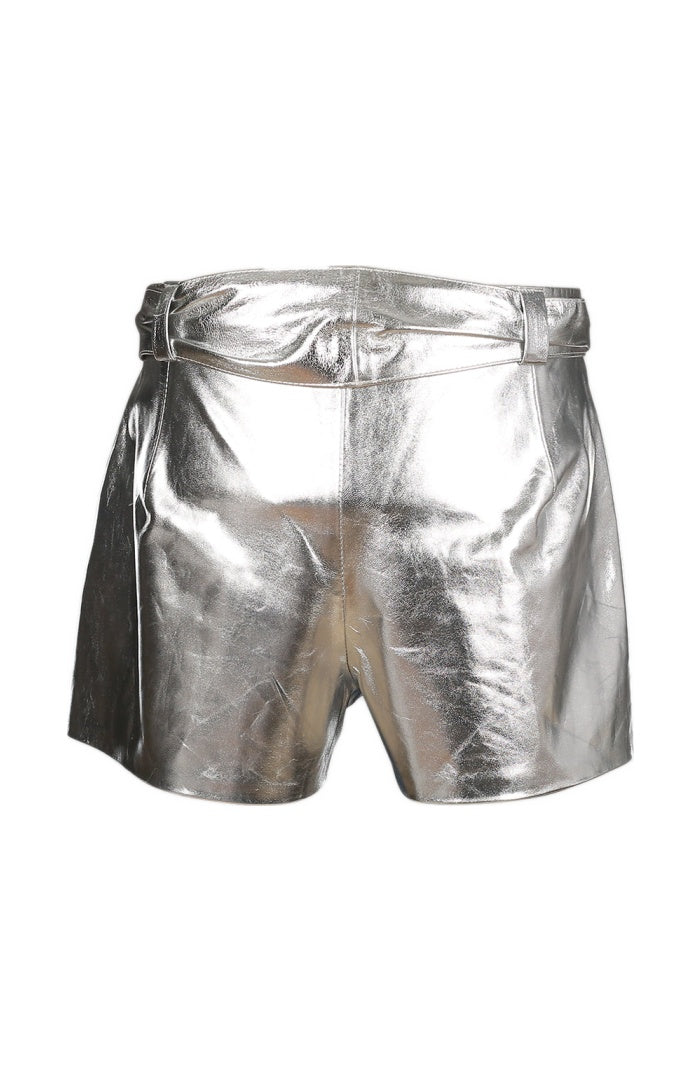 Moonbow Leather Shorts Silver